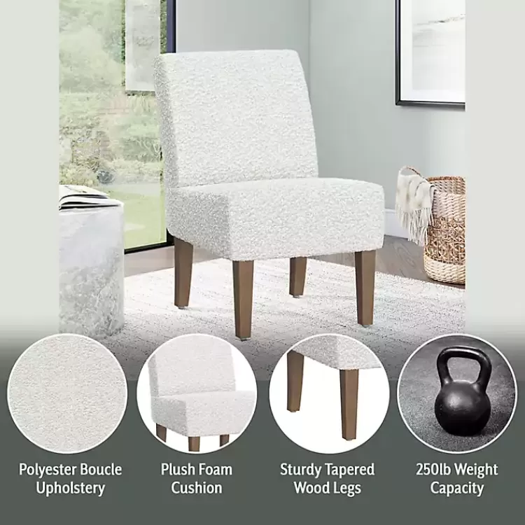 white_boucle_slipper_accent_chair_3.webp Boucle Slipper Accent Chair>Kirklands Home Clearance