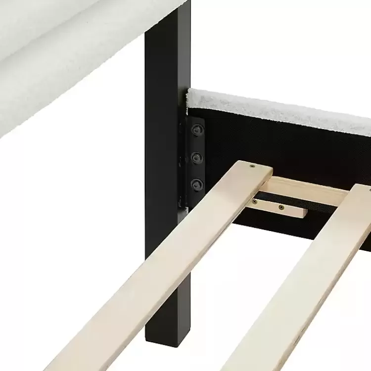 white_boucle_upholstered_black_canopy_queen_bed_5.webp White Boucle Upholstered Black Canopy Queen Bed>Kirklands Home Best