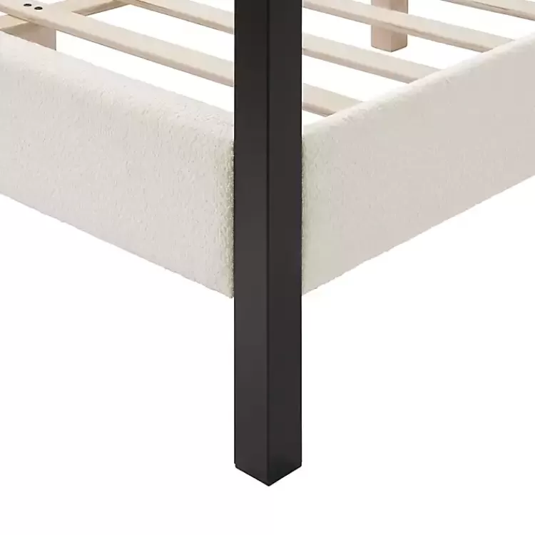 white_boucle_upholstered_black_canopy_queen_bed_8.webp White Boucle Upholstered Black Canopy Queen Bed>Kirklands Home Best