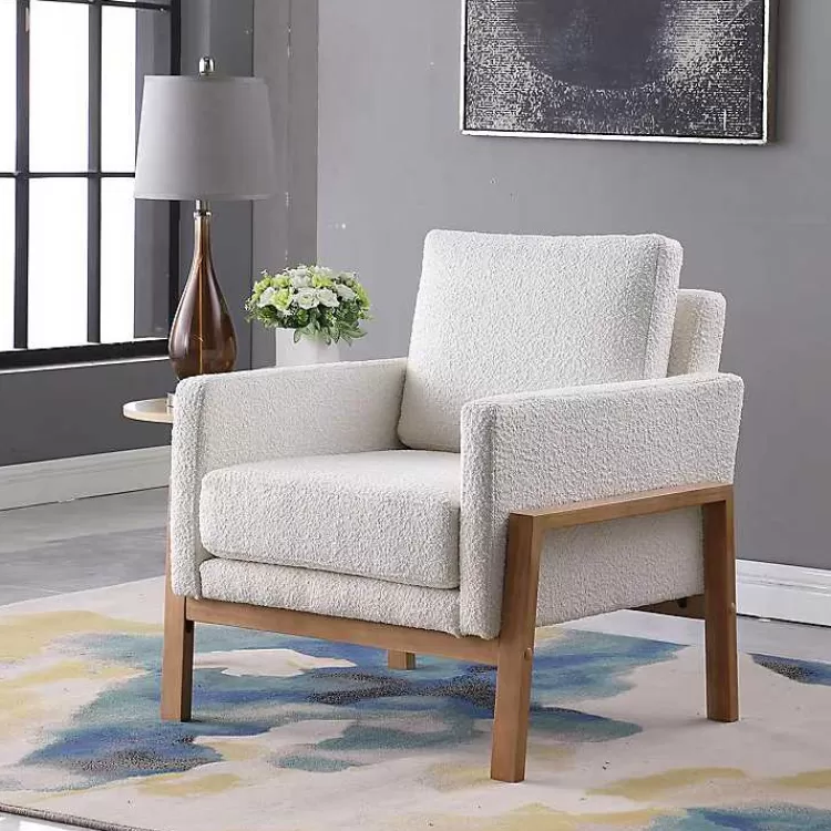 Boucle Wood Frame Accent Chair>Kirklands Home Outlet