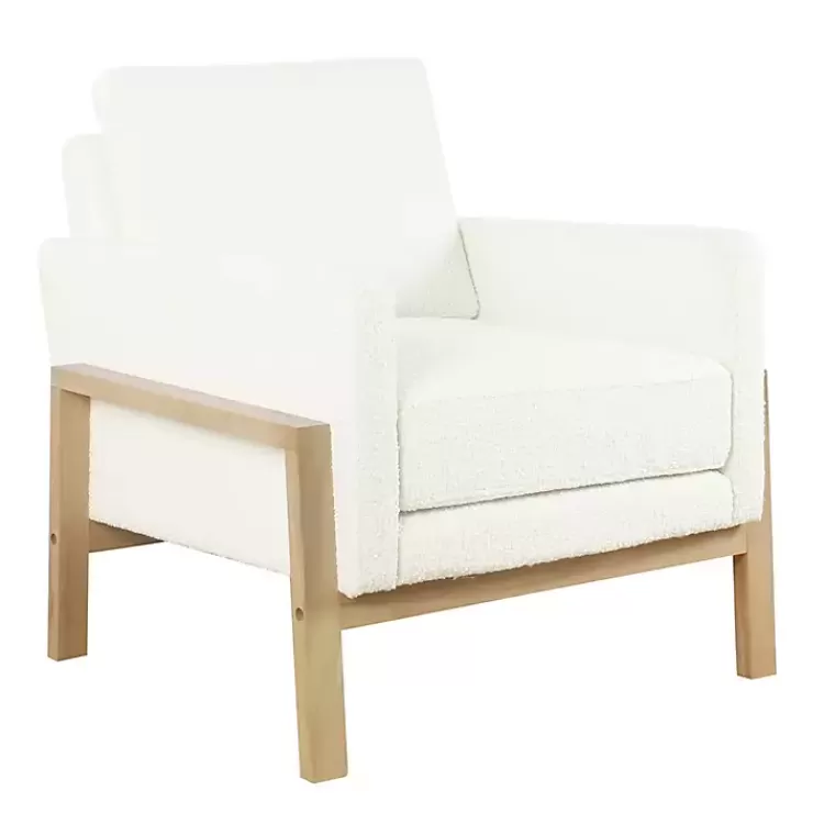 white_boucle_wood_frame_accent_chair_2.webp Boucle Wood Frame Accent Chair>Kirklands Home Outlet