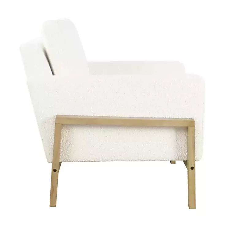 white_boucle_wood_frame_accent_chair_3.webp Boucle Wood Frame Accent Chair>Kirklands Home Outlet