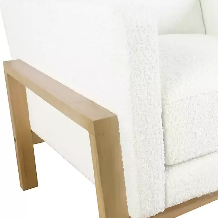 white_boucle_wood_frame_accent_chair_5.webp Boucle Wood Frame Accent Chair>Kirklands Home Outlet