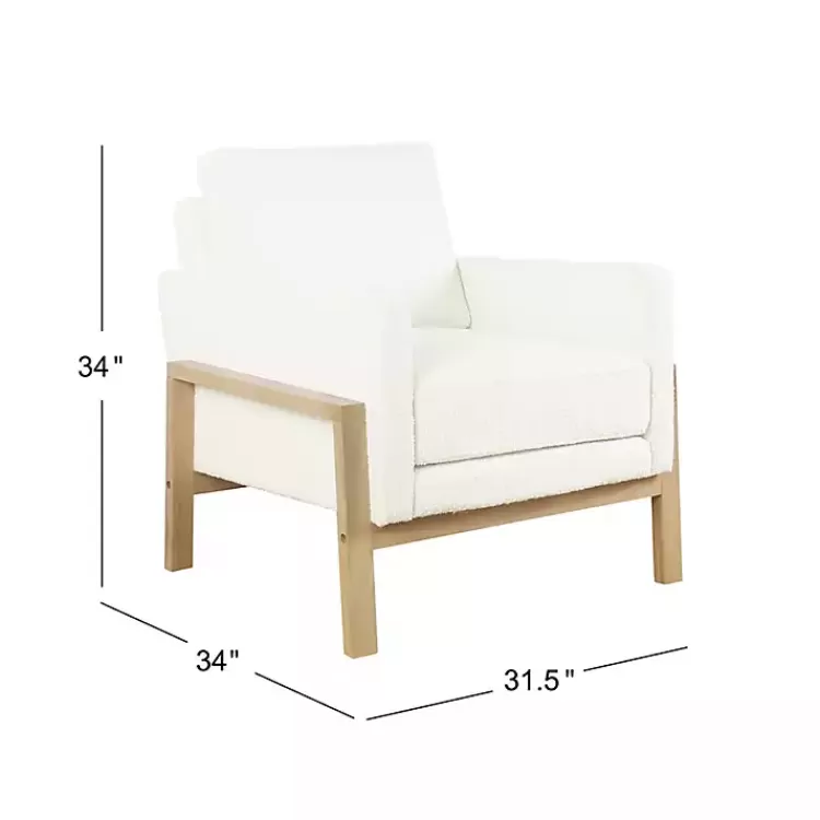 white_boucle_wood_frame_accent_chair_6.webp Boucle Wood Frame Accent Chair>Kirklands Home Outlet