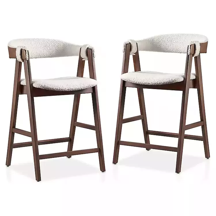 Boucle Wood Penny Counter Stools, Set of 2>Kirklands Home Outlet