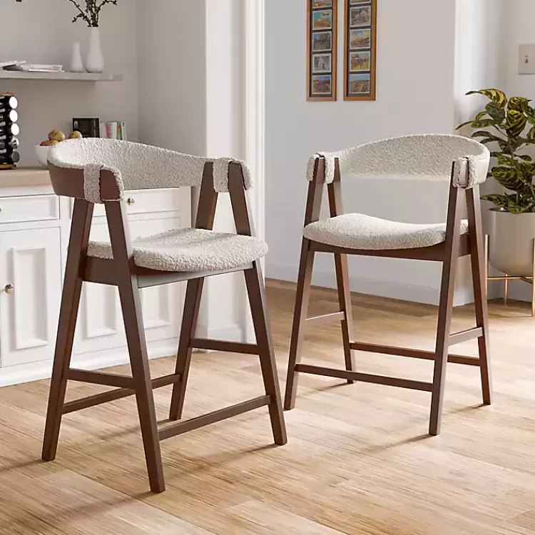 Boucle Wood Penny Counter Stools, Set of 2>Kirklands Home Outlet