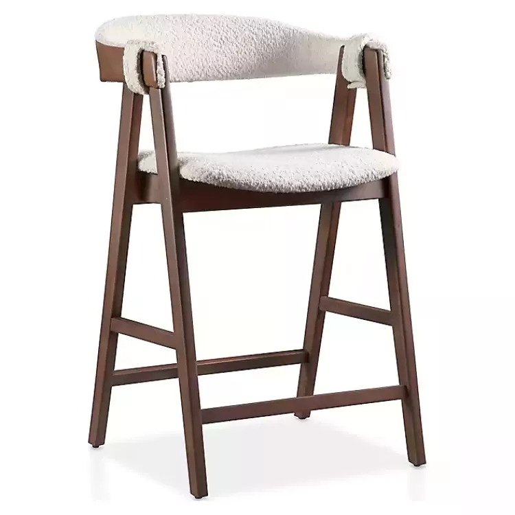 white_boucle_wood_penny_counter_stools_set_of__2.webp Boucle Wood Penny Counter Stools, Set of 2>Kirklands Home Outlet