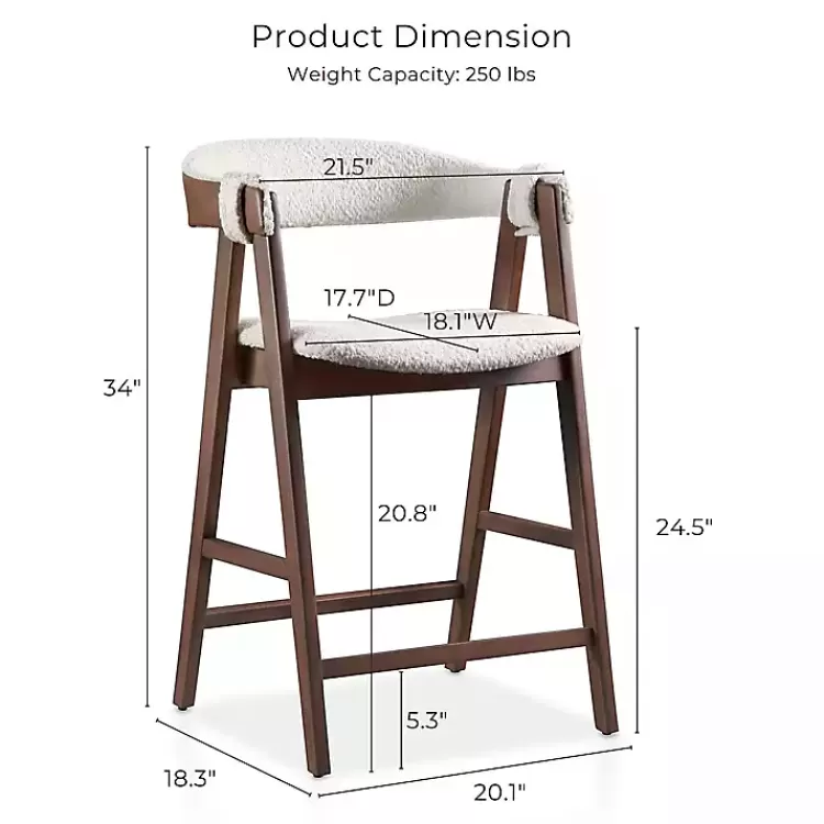white_boucle_wood_penny_counter_stools_set_of__7.webp Boucle Wood Penny Counter Stools, Set of 2>Kirklands Home Outlet