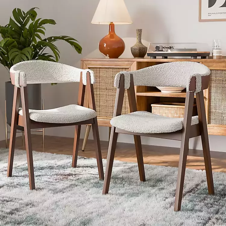 Boucle Wood Penny Dining Chairs, Set of 2>Kirklands Home Flash Sale