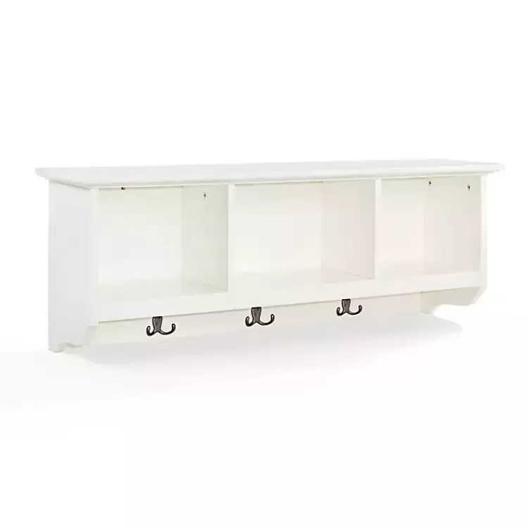 White Brenna Storage Shelf with Hooks>Kirklands Home Clearance