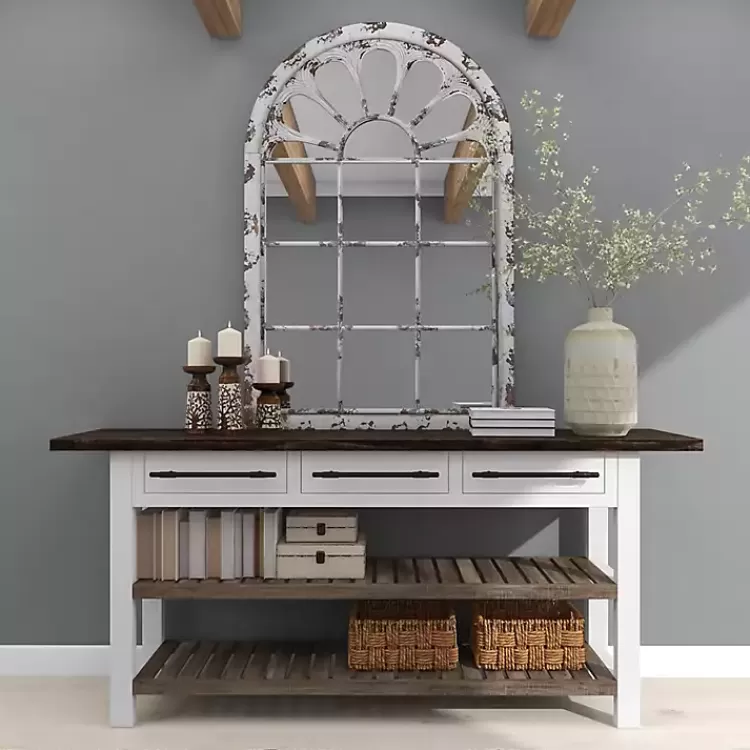 white_brown_rustic_window_iron_frame_wall_mirror_7.webp White Brown Rustic Window Iron Frame Wall Mirror>Kirklands Home Fashion