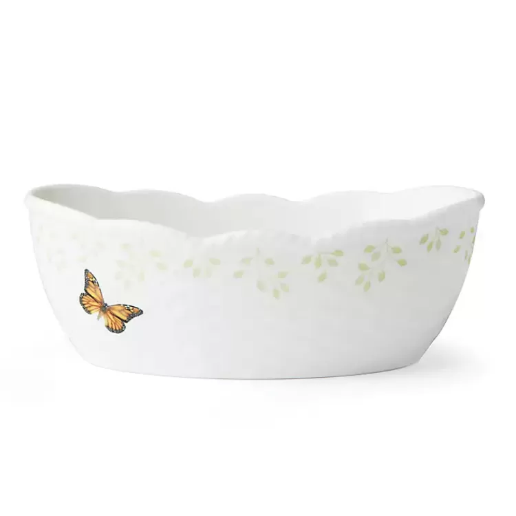 White Butterfly Meadow Porcelain Bread Basket>Kirklands Home Best
