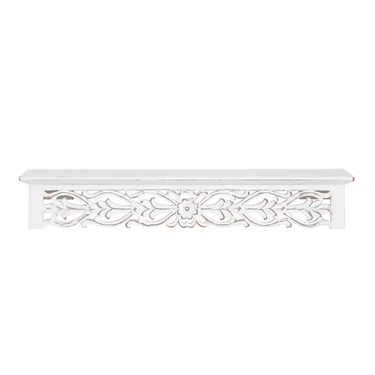 White Carved Floral Wall Shelf>Kirklands Home Sale