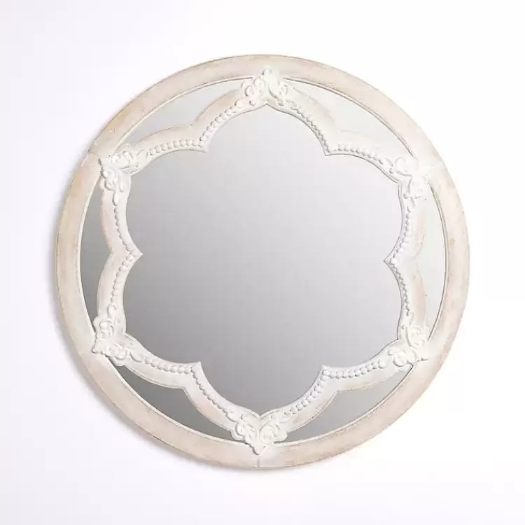 White Carved Petal Wall Mirror>Kirklands Home Clearance
