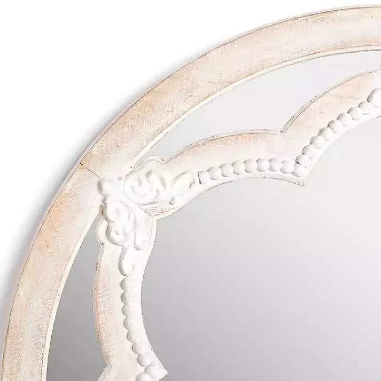 White Carved Petal Wall Mirror>Kirklands Home Clearance