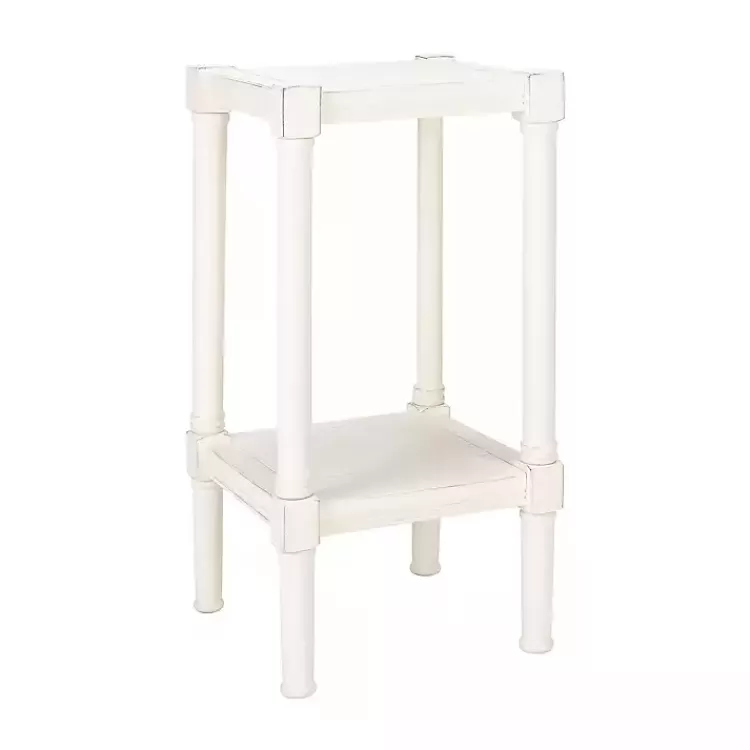 white_carved_pinewood_farmhouse_accent_table_3.webp Carved Pinewood Farmhouse Accent Table>Kirklands Home Online