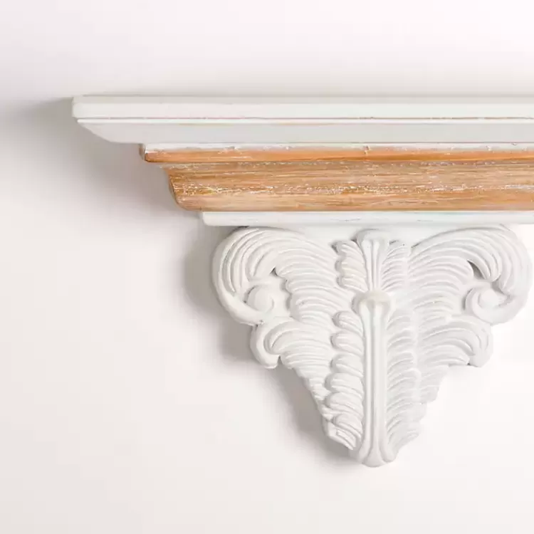 White Carved Wood Floating Wall Shelf>Kirklands Home Best