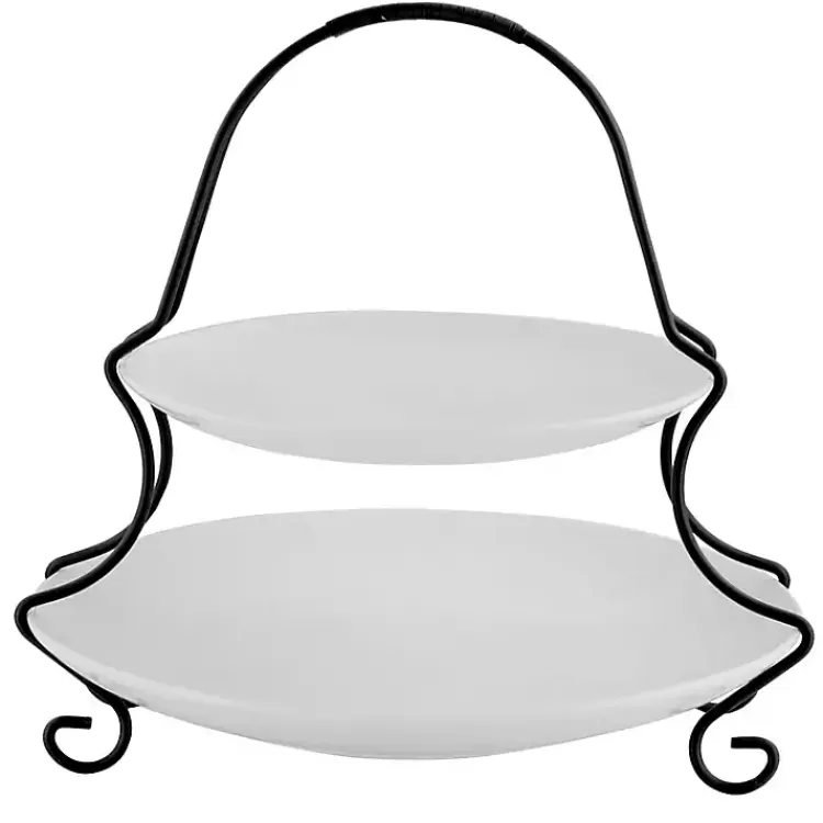 Ceramic 2 Tiered Serving Set with Metal Rack>Kirklands Home New