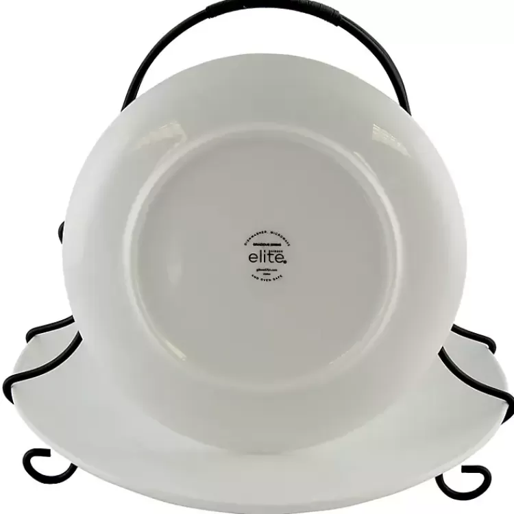 Ceramic 2 Tiered Serving Set with Metal Rack>Kirklands Home New