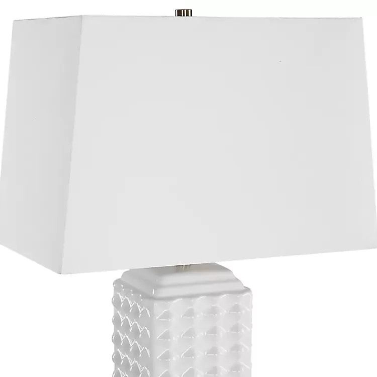 white_ceramic_diamond_textured_table_lamp_2.webp Ceramic Diamond Textured Table Lamp>Kirklands Home Best