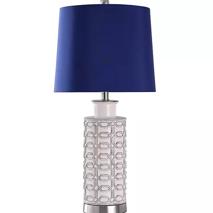 White Ceramic Geometric Table Lamp with Shade>Kirklands Home Discount