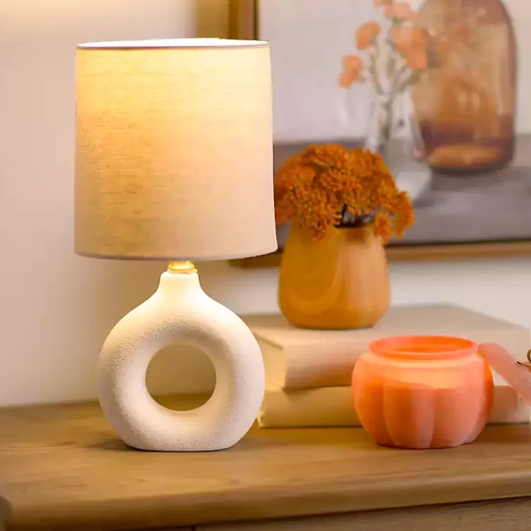 white_ceramic_open_circle_mini_lamp_2.webp Ceramic Open Circle Mini Lamp>Kirklands Home Shop