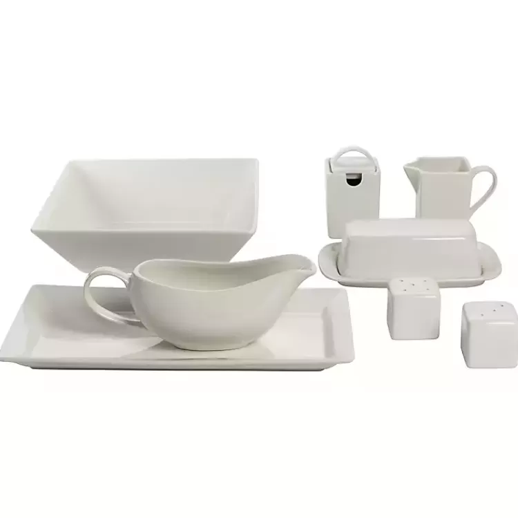 white_ceramic_square_pc_dinnerware_set_2.webp Ceramic Square 40-pc. Dinnerware Set>Kirklands Home Discount