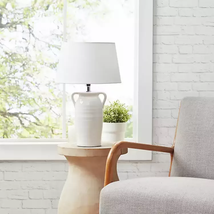 white_ceramic_table_lamp_with_handles_2.webp Ceramic Table Lamp with Handles>Kirklands Home Outlet