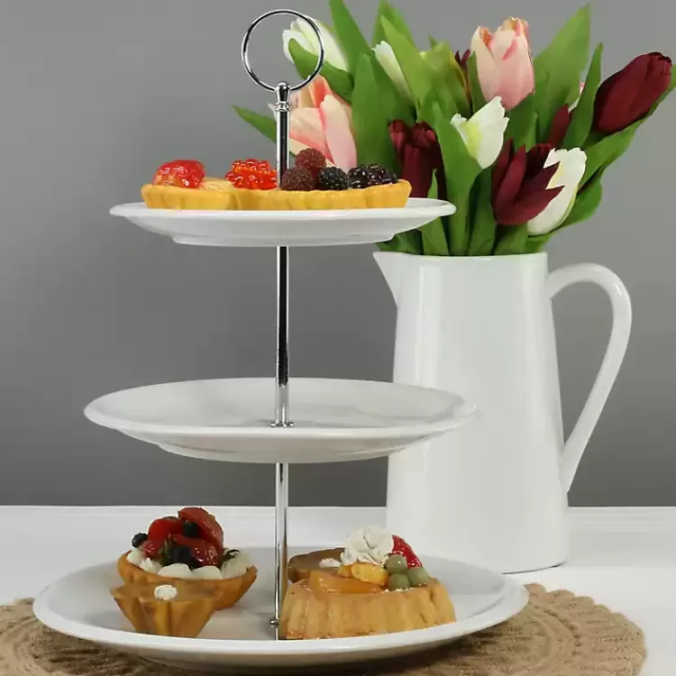 white_ceramic_tier_serving_stand_2.webp Ceramic 3-Tier Serving Stand>Kirklands Home Discount