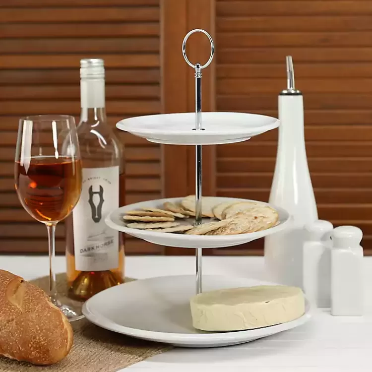 white_ceramic_tier_serving_stand_4.webp Ceramic 3-Tier Serving Stand>Kirklands Home Discount