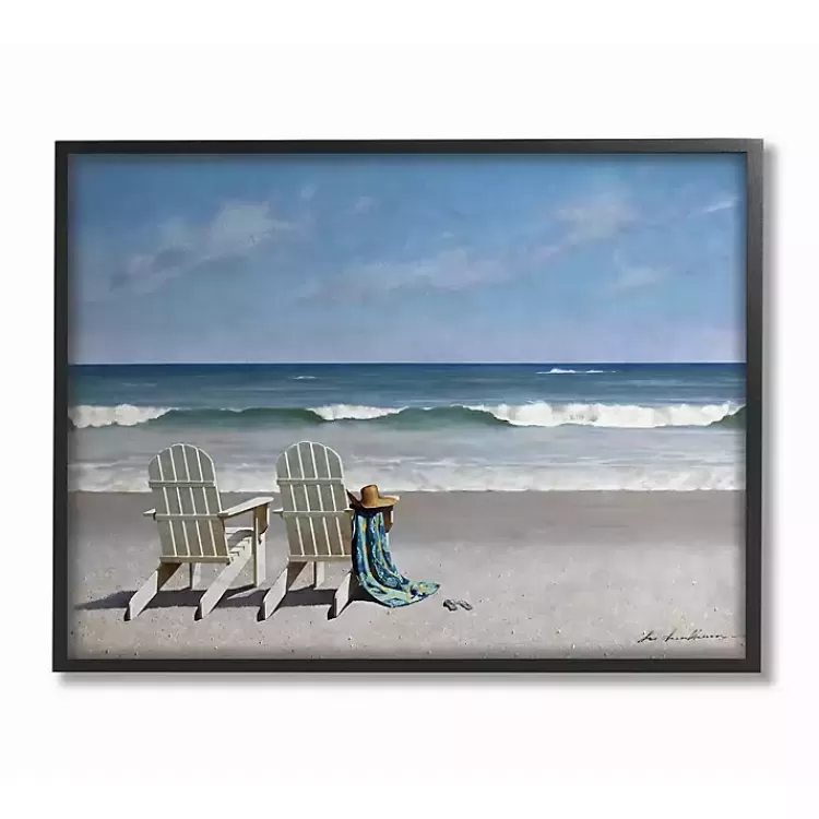 White Chairs on the Beach Framed Giclee Canvas Art>Kirklands Home Shop