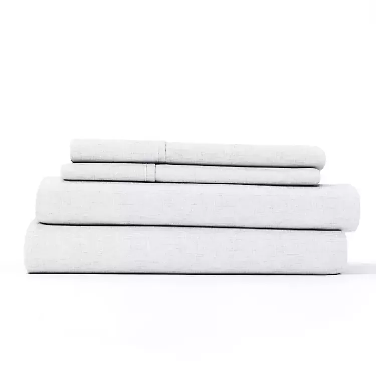 white_chambray_pc_queen_bed_sheet_set_3.webp Chambray 4-pc. Queen Bed Sheet Set>Kirklands Home Fashion