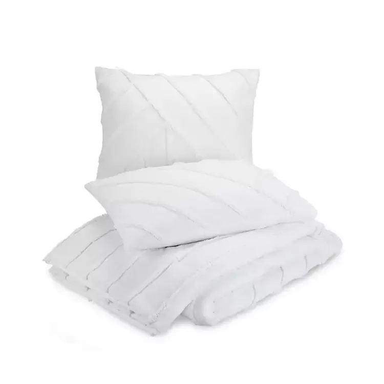 white_chenille_line_pc_fullqueen_comforter_set_2.webp Chenille Line 3-pc. Full/Queen Comforter Set>Kirklands Home Clearance