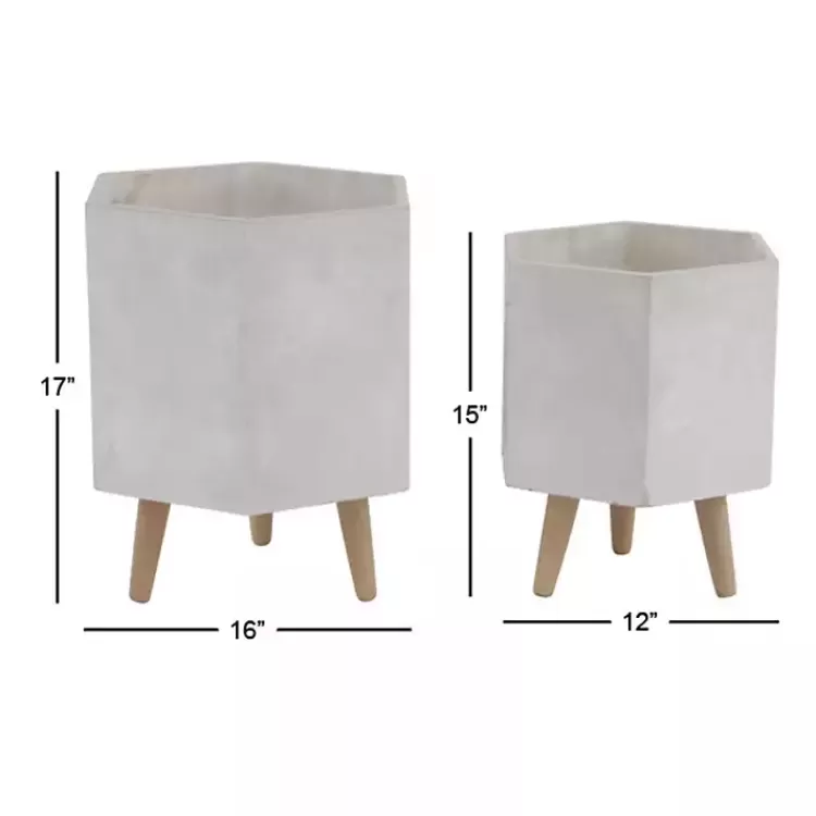 Clay and Wood Hexagon Planters, Set of 2>Kirklands Home Discount