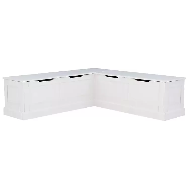 White Corner Bench with Black Cushions>Kirklands Home Best
