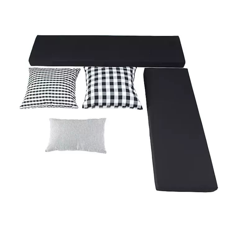 white_corner_bench_with_black_cushions_2.webp White Corner Bench with Black Cushions>Kirklands Home Best