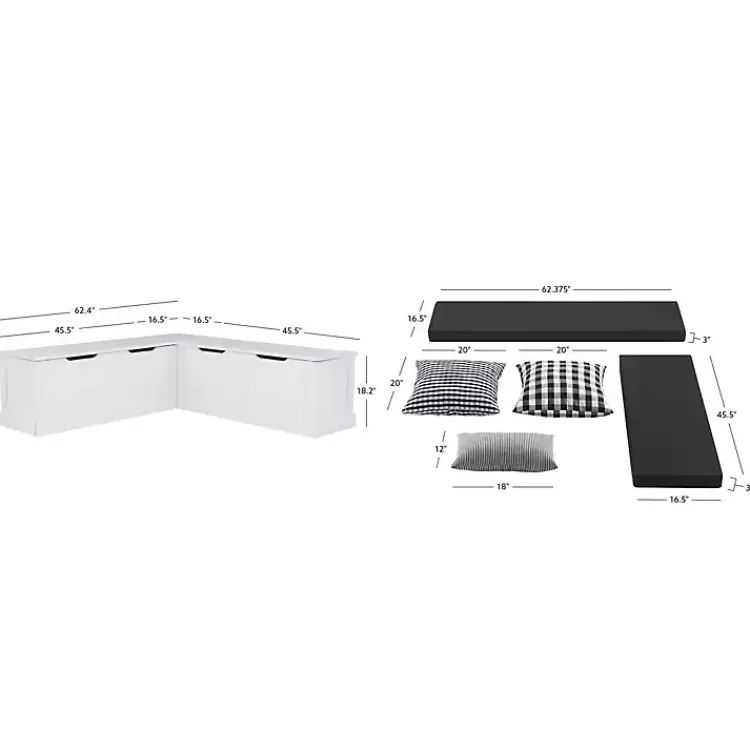 white_corner_bench_with_black_cushions_5.webp White Corner Bench with Black Cushions>Kirklands Home Best