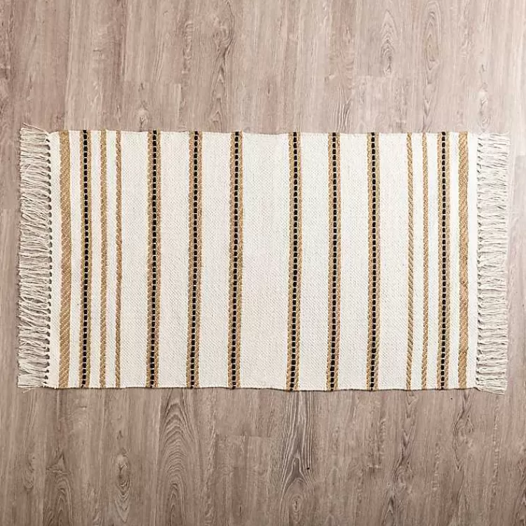 White Cotton and Jute Woven Scatter Rug>Kirklands Home Store