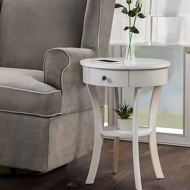 Curved Legs Round Drawer Accent Table>Kirklands Home Fashion