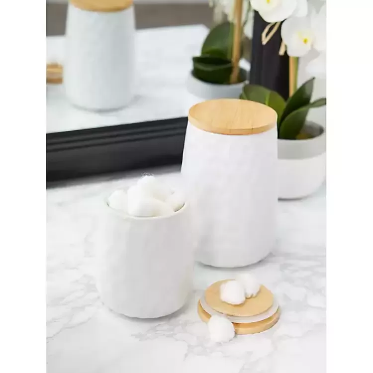 white_dimpled_bamboo_canisters_set_of__7.webp Dimpled Bamboo Canisters, Set of 2>Kirklands Home Best Sale