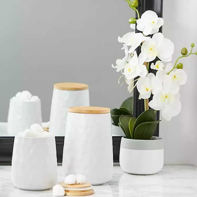 white_dimpled_bamboo_canisters_set_of__8.webp Dimpled Bamboo Canisters, Set of 2>Kirklands Home Best Sale