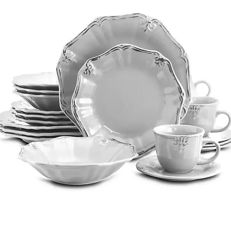 White Distressed Floral 20-pc. Dinnerware Set>Kirklands Home Cheap