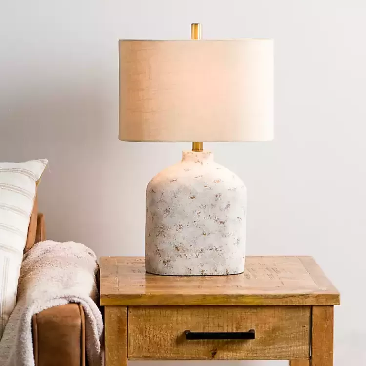 white_distressed_narrow_table_lamp_3.webp Distressed Narrow Table Lamp>Kirklands Home Clearance