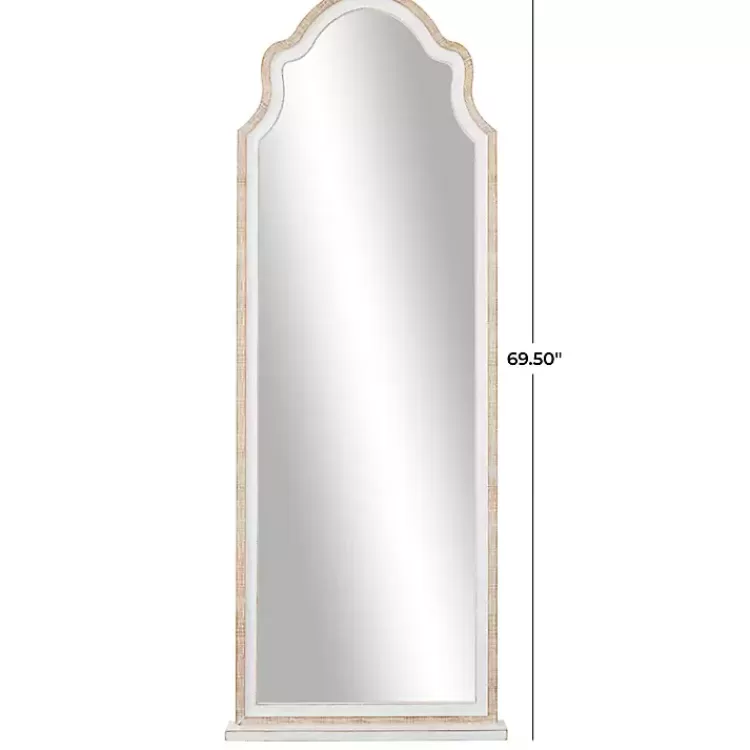 white_distressed_wood_arched_wall_mirror_4.webp White Distressed Wood Arched Wall Mirror>Kirklands Home Online