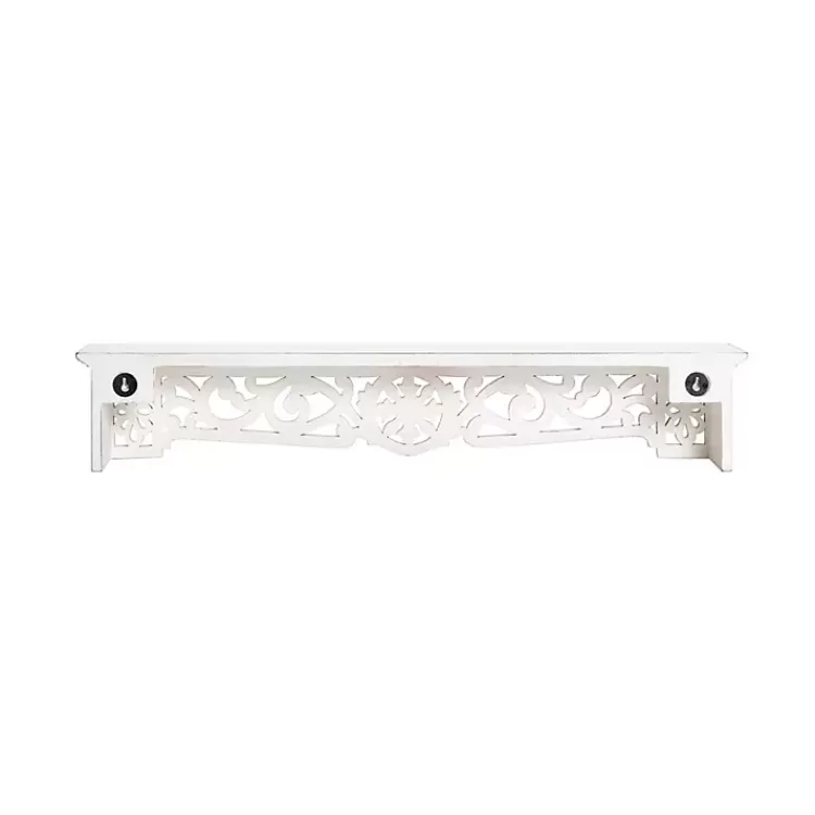white_distressed_wood_carved_floral_shelf_5.webp White Distressed Wood Carved Floral Shelf>Kirklands Home Outlet