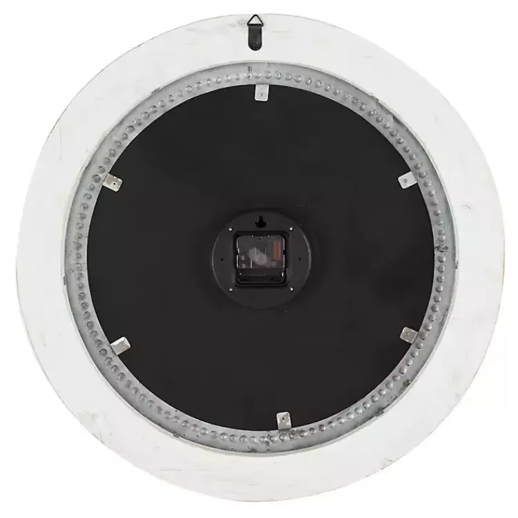 white_distressed_wood_round_beaded_wall_clock_4.webp White Distressed Wood Round Beaded Wall Clock>Kirklands Home Sale