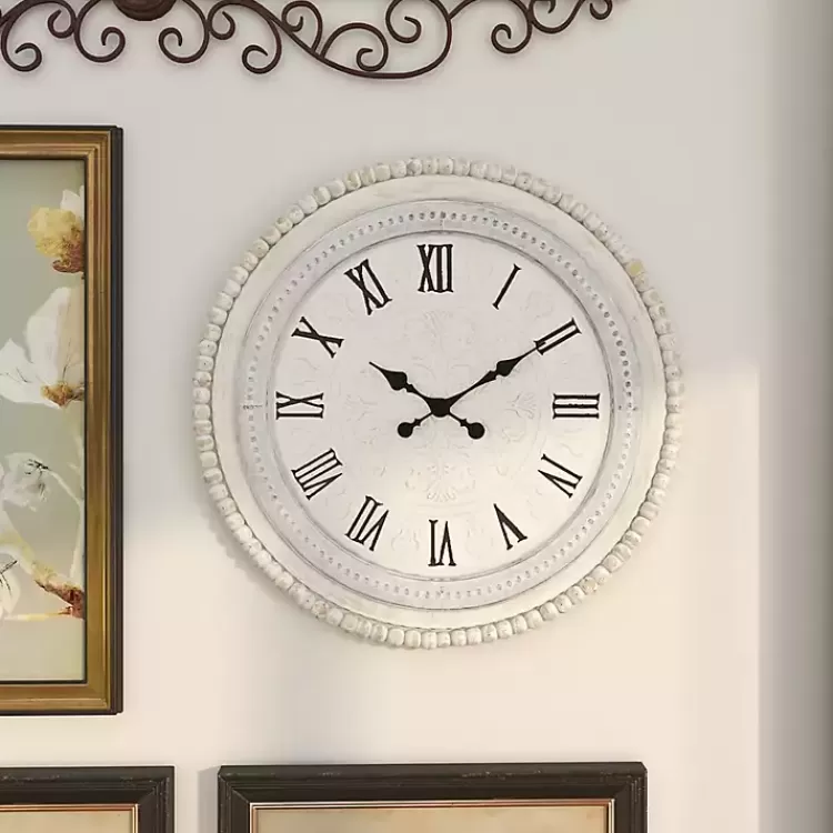 white_distressed_wood_round_beaded_wall_clock_8.webp White Distressed Wood Round Beaded Wall Clock>Kirklands Home Sale