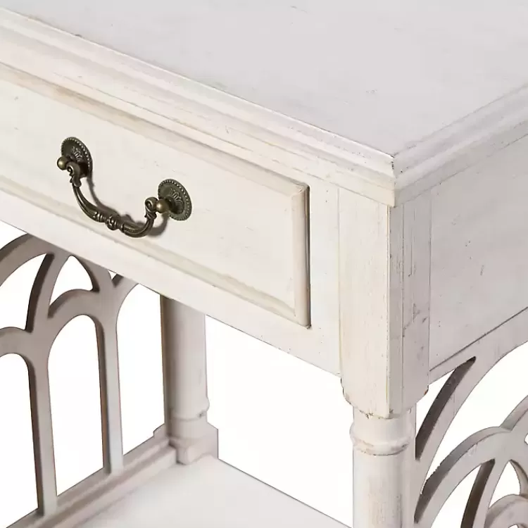 white_drawer_cathedral_sides_accent_table_2.webp 1-Drawer Cathedral Sides Accent Table>Kirklands Home Discount