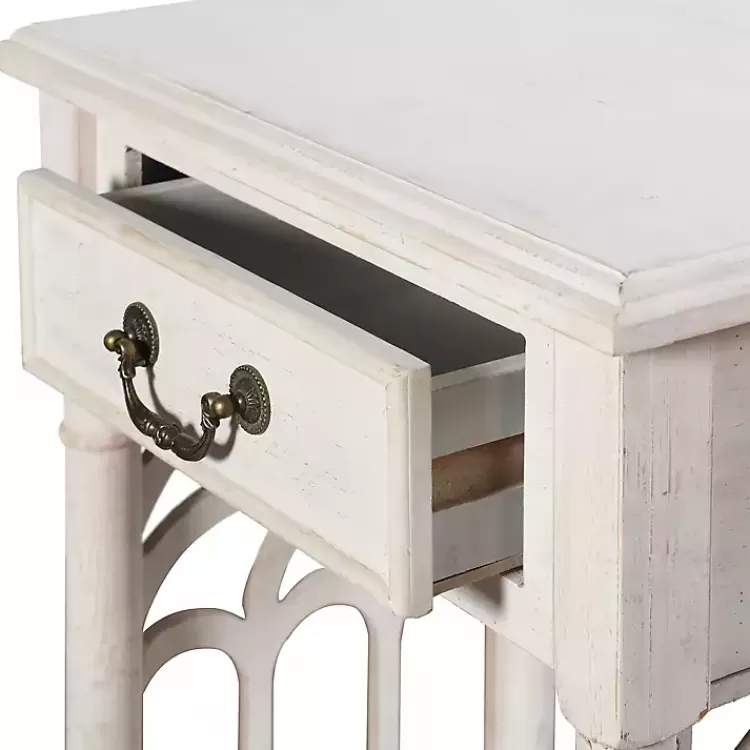 white_drawer_cathedral_sides_accent_table_4.webp 1-Drawer Cathedral Sides Accent Table>Kirklands Home Discount