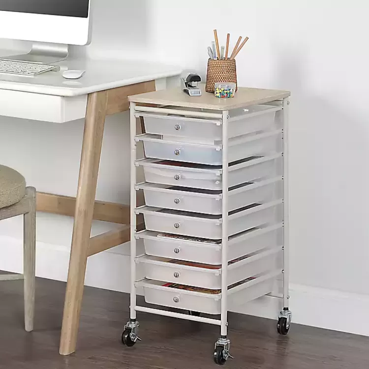 white_drawer_rolling_storage_cart_2.webp 8-Drawer Rolling Storage Cart>Kirklands Home Cheap